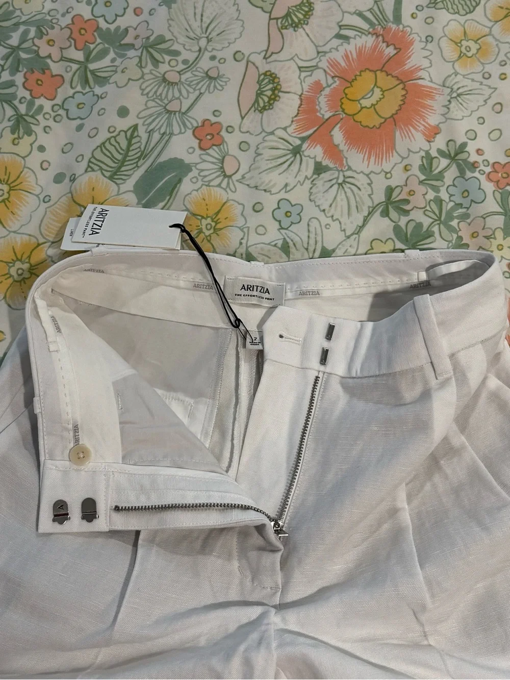 Aritzia White High-Rise Wide-Leg Linen Trousers